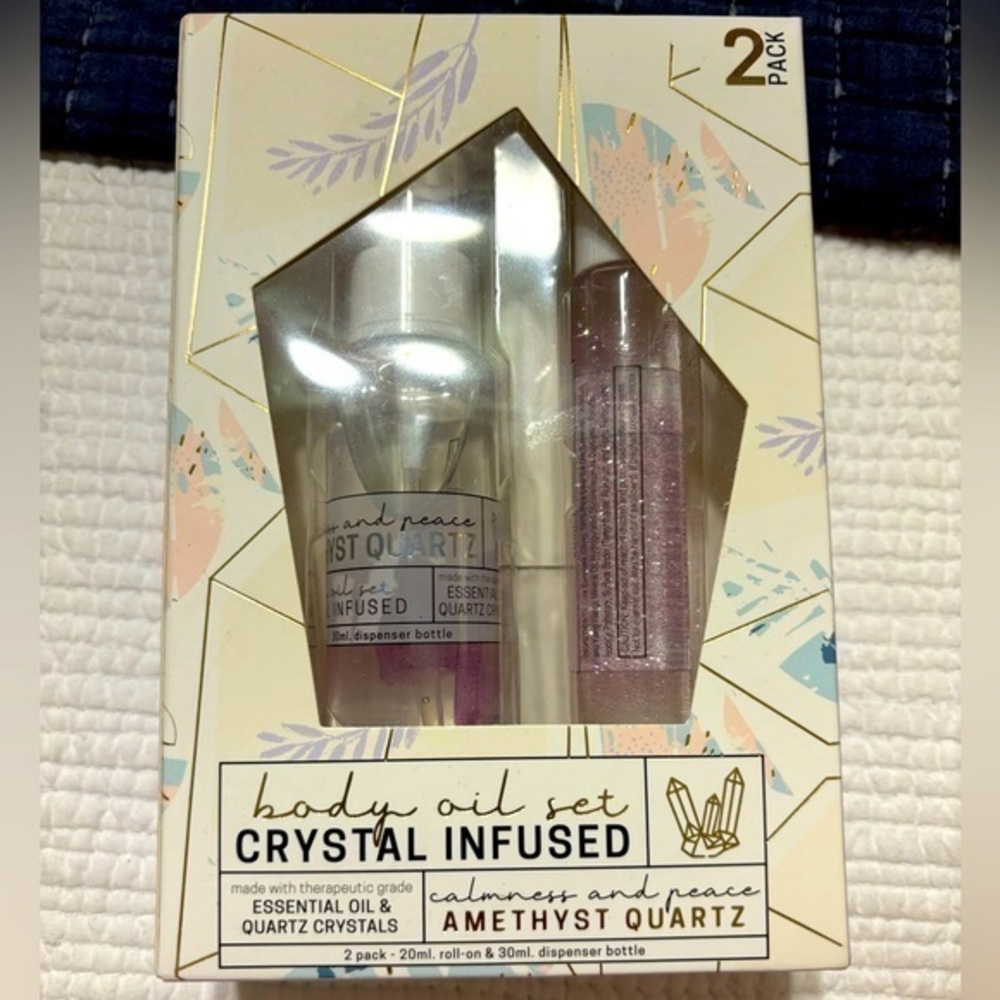 NEW Essential oil and quartz crystal infused body oil set
